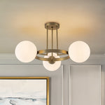 Modern 3 - Light Opal Glass Globe Circle Ring Semi Flush Mount Ceiling Light - LightfixturesUAE