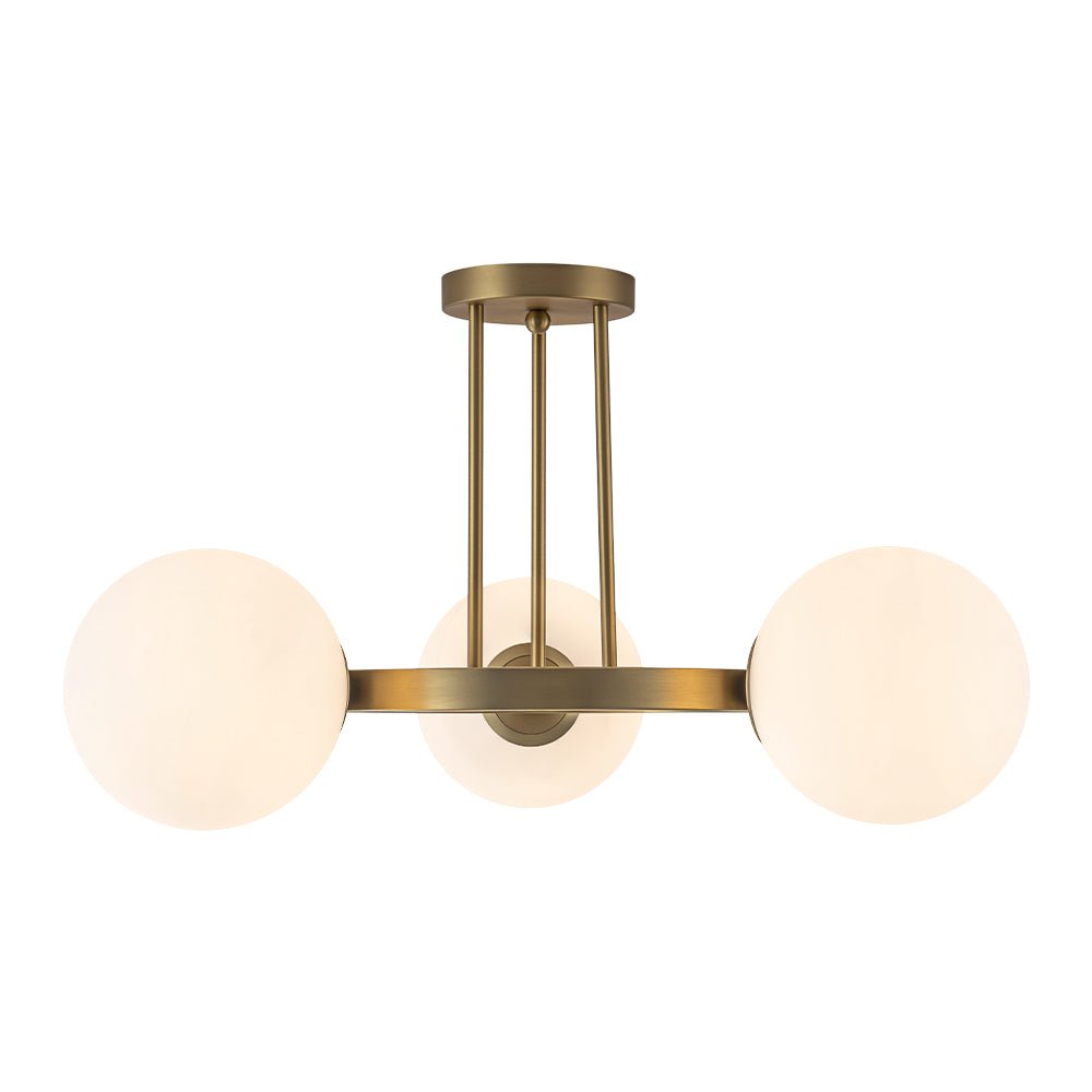 Modern 3 - Light Opal Glass Globe Circle Ring Semi Flush Mount Ceiling Light - LightfixturesUAE