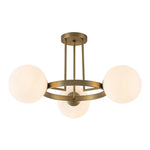 Modern 3 - Light Opal Glass Globe Circle Ring Semi Flush Mount Ceiling Light - LightfixturesUAE