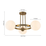 Modern 3 - Light Opal Glass Globe Circle Ring Semi Flush Mount Ceiling Light - LightfixturesUAE