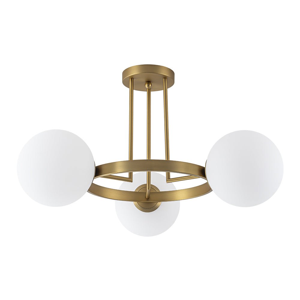 Modern 3 - Light Opal Glass Globe Circle Ring Semi Flush Mount Ceiling Light - LightfixturesUAE