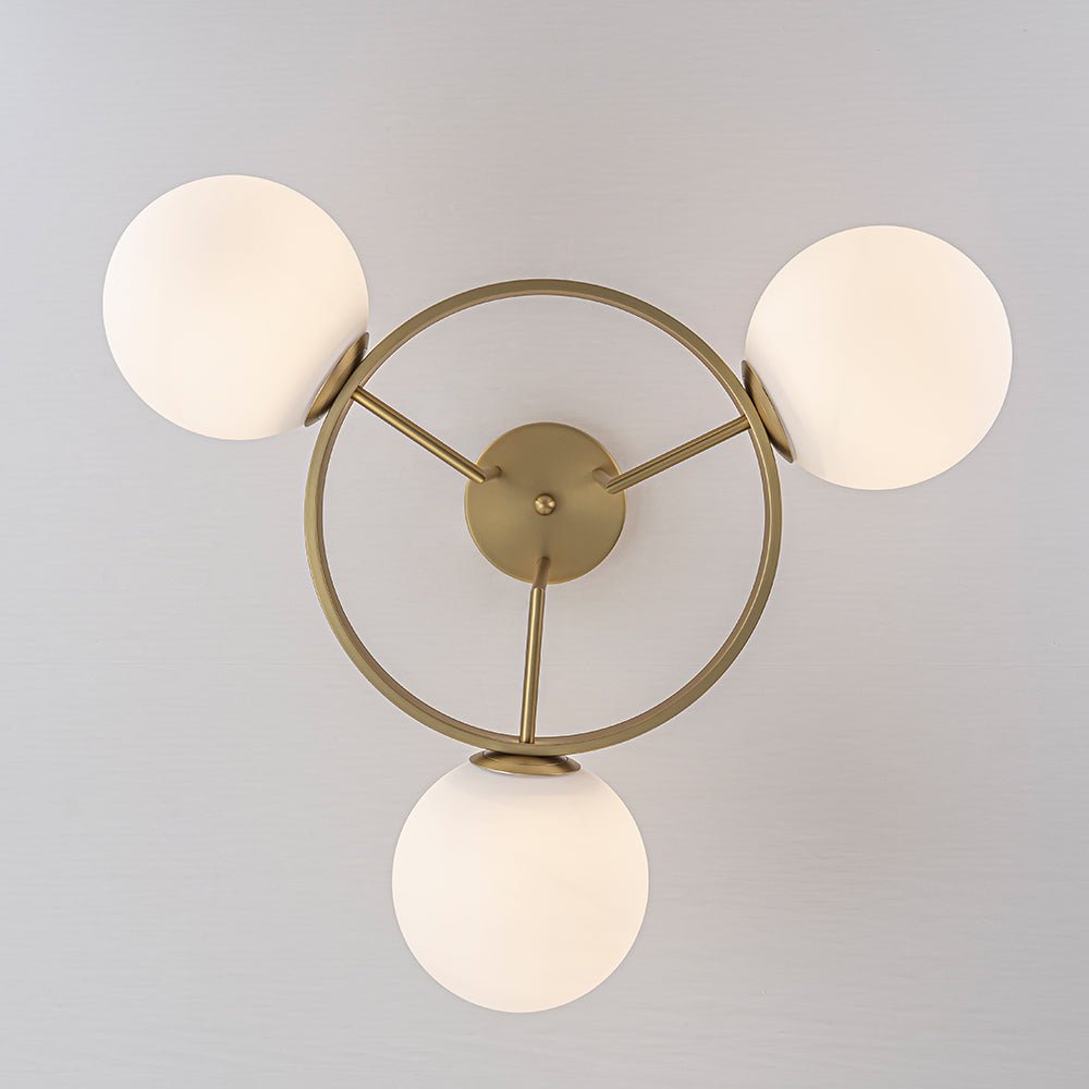 Modern 3 - Light Opal Glass Globe Circle Ring Semi Flush Mount Ceiling Light - LightfixturesUAE