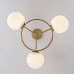 Modern 3 - Light Opal Glass Globe Circle Ring Semi Flush Mount Ceiling Light - LightfixturesUAE