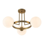Modern 3 - Light Opal Glass Globe Circle Ring Semi Flush Mount Ceiling Light - LightfixturesUAE