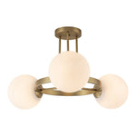 Modern 3 - Light Opal Glass Globe Circle Ring Semi Flush Mount Ceiling Light - LightfixturesUAE
