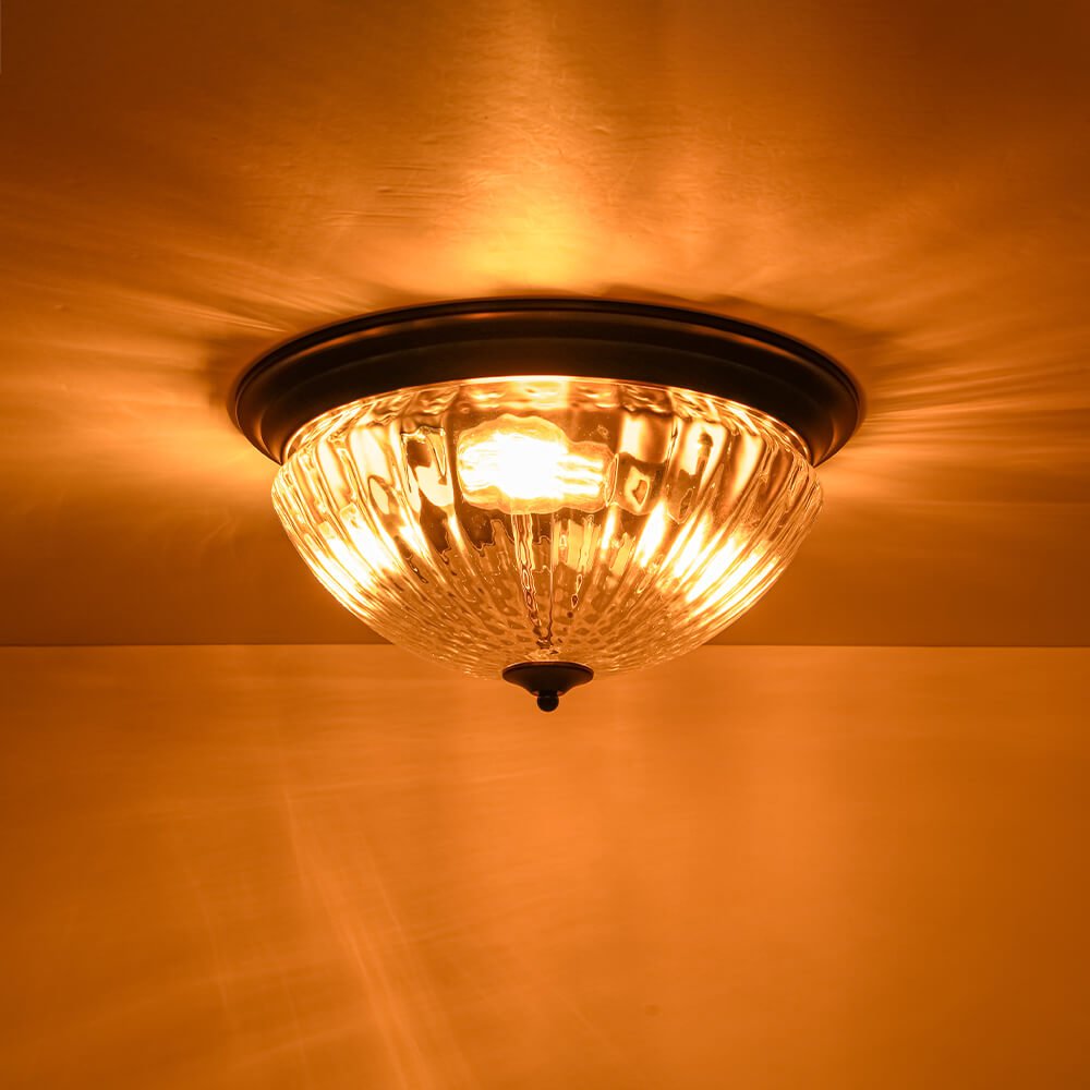 Modern 3 - Light Ribbed Glass Flush Mount - LightfixturesUAE