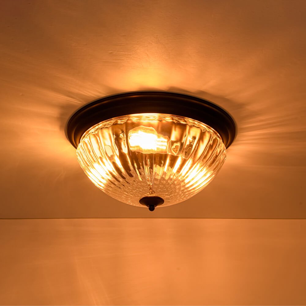 Modern 3 - Light Ribbed Glass Flush Mount - LightfixturesUAE