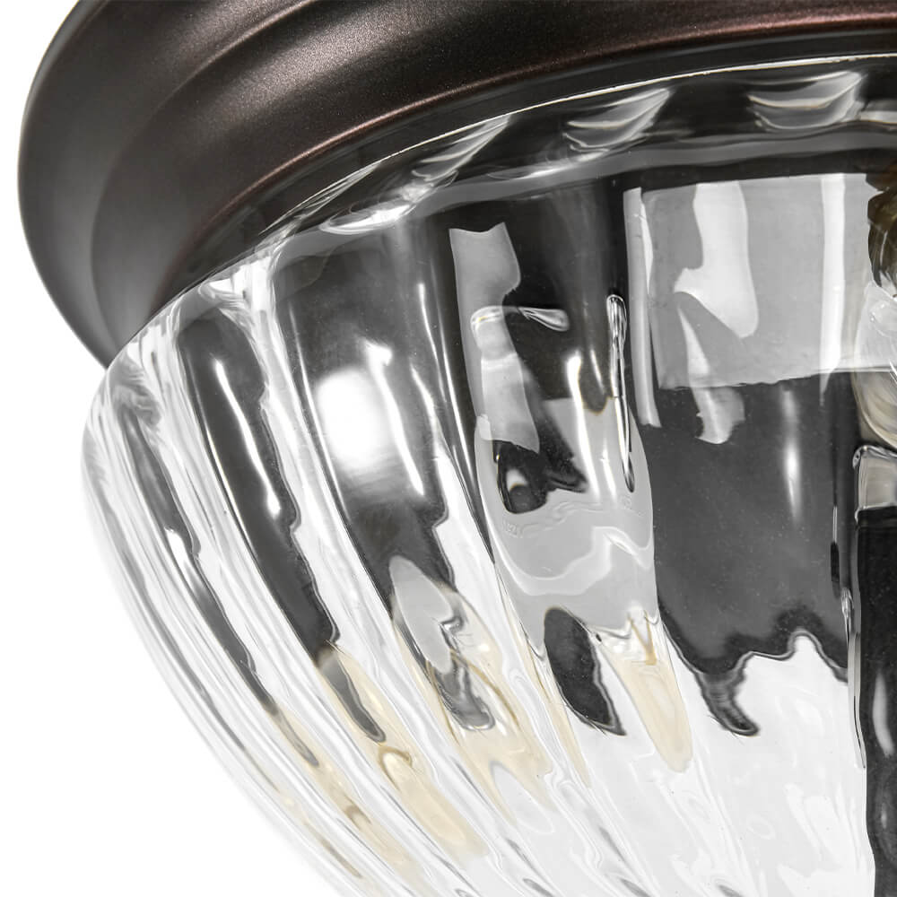 Modern 3 - Light Ribbed Glass Flush Mount - LightfixturesUAE