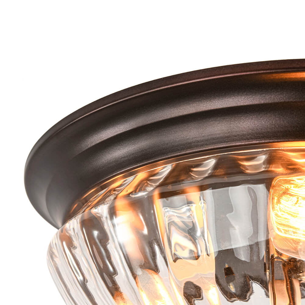 Modern 3 - Light Ribbed Glass Flush Mount - LightfixturesUAE