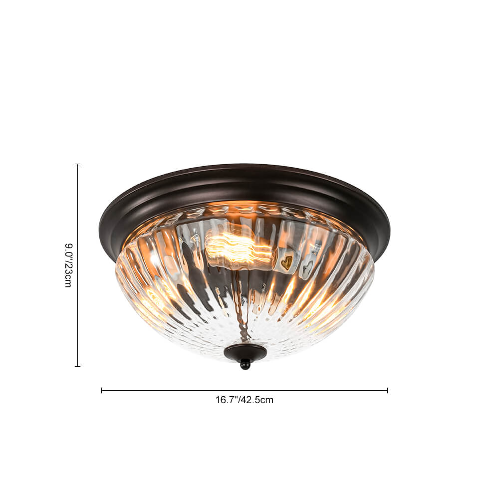 Modern 3 - Light Ribbed Glass Flush Mount - LightfixturesUAE