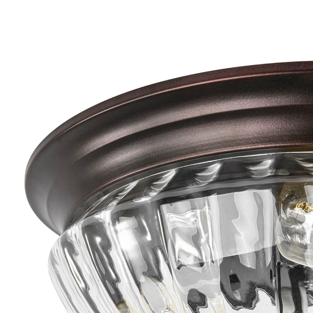 Modern 3 - Light Ribbed Glass Flush Mount - LightfixturesUAE