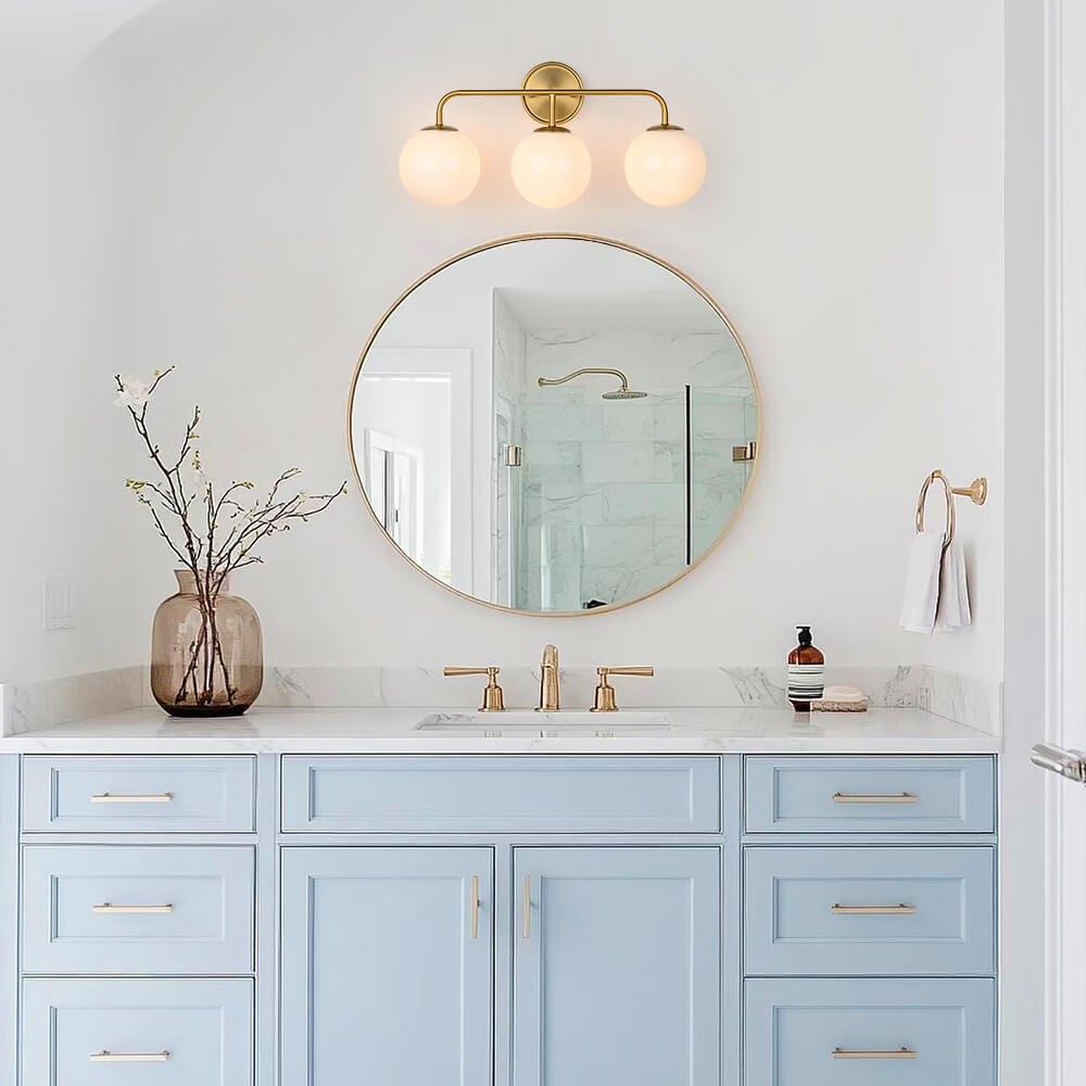 Modern 3/4 - Light Glass Globe Bathroom Vanity Wall Light - LightfixturesUAE