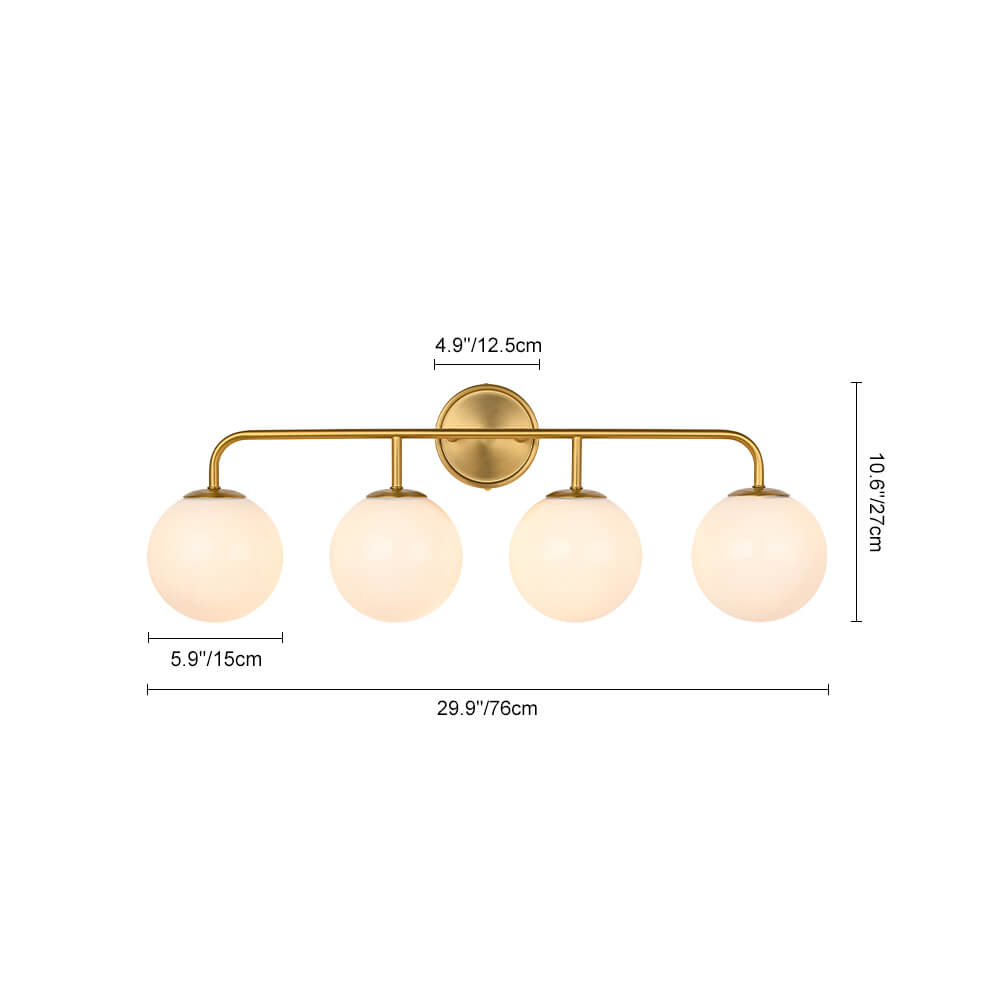 Modern 3/4 - Light Glass Globe Bathroom Vanity Wall Light - LightfixturesUAE