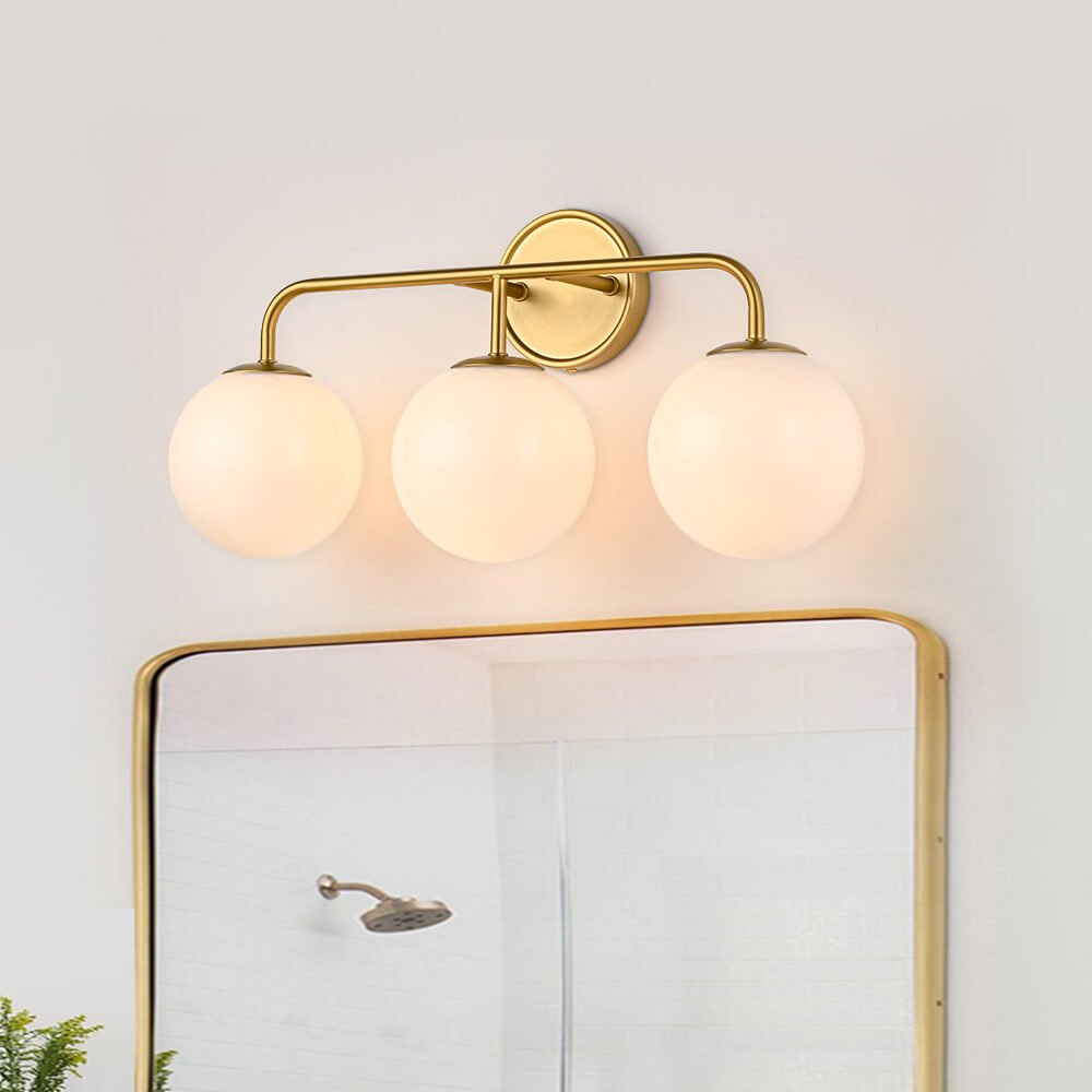 Modern 3/4 - Light Glass Globe Bathroom Vanity Wall Light - LightfixturesUAE