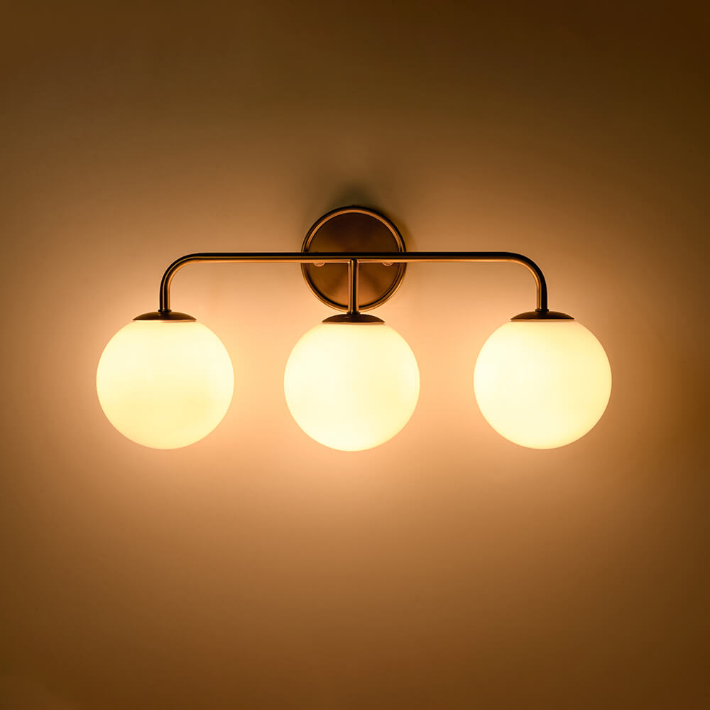 Modern 3/4 - Light Glass Globe Bathroom Vanity Wall Light - LightfixturesUAE