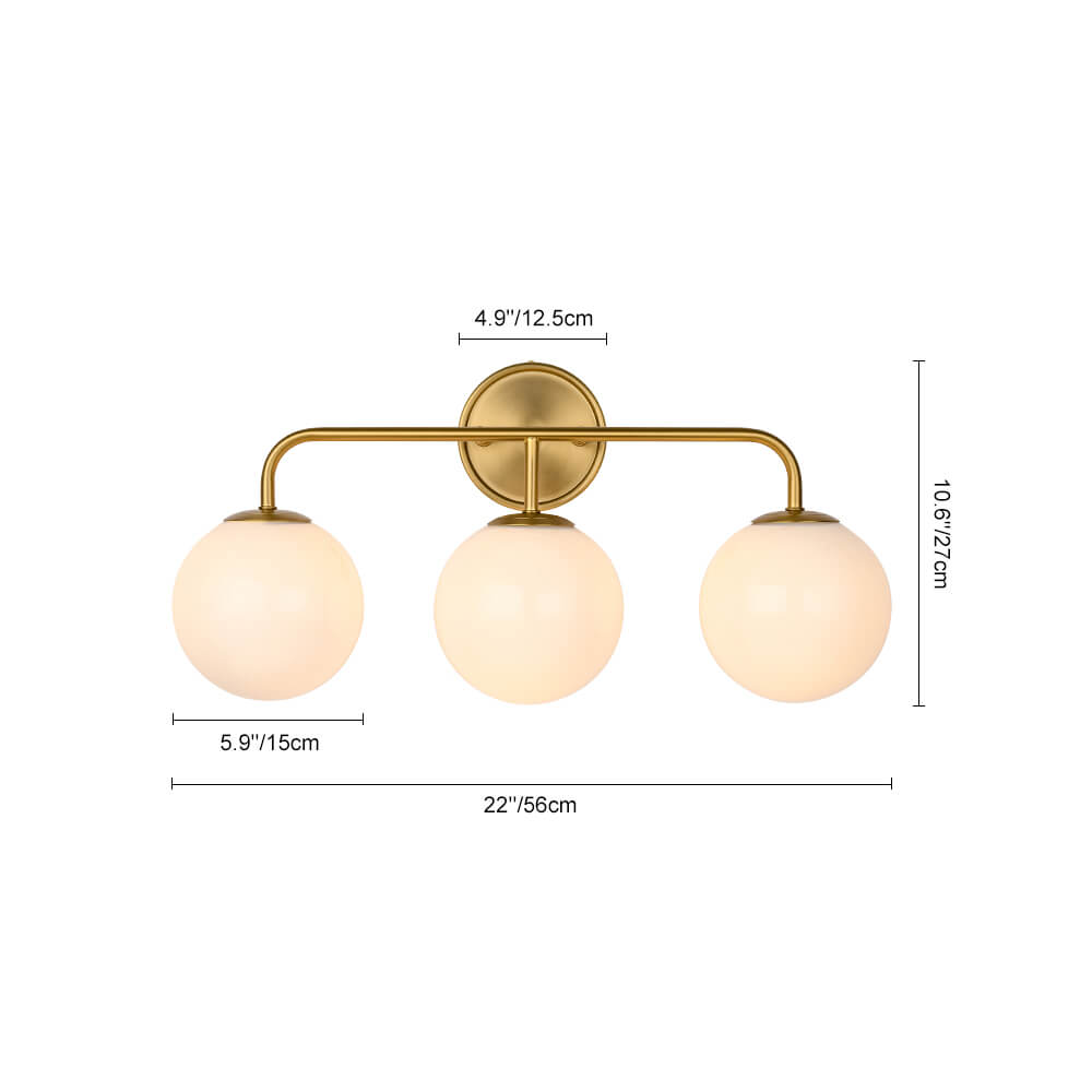 Modern 3/4 - Light Glass Globe Bathroom Vanity Wall Light - LightfixturesUAE