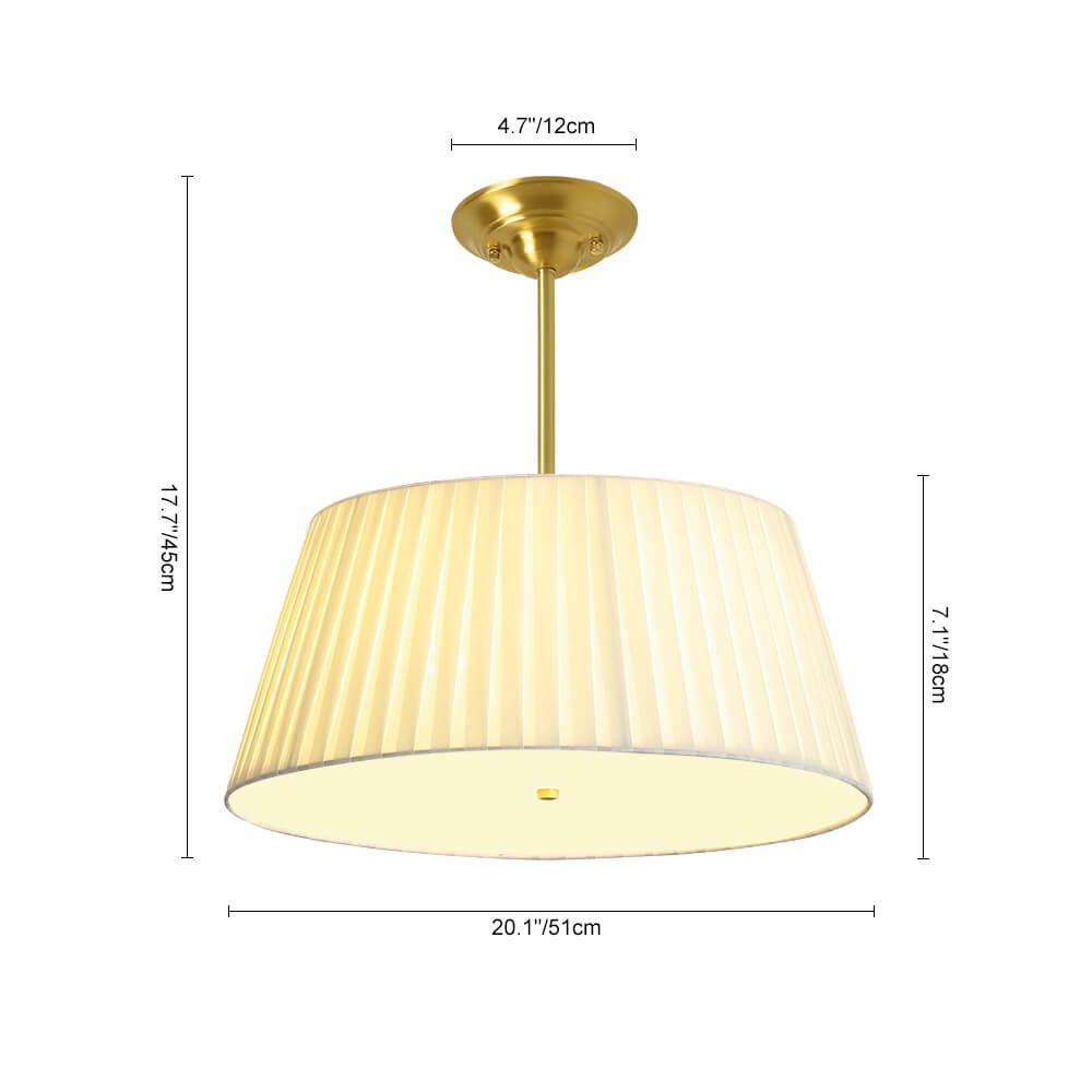 Modern 3/4 Light Pleated Drum Cone Semi - Flush Ceiling Light - LightfixturesUAE