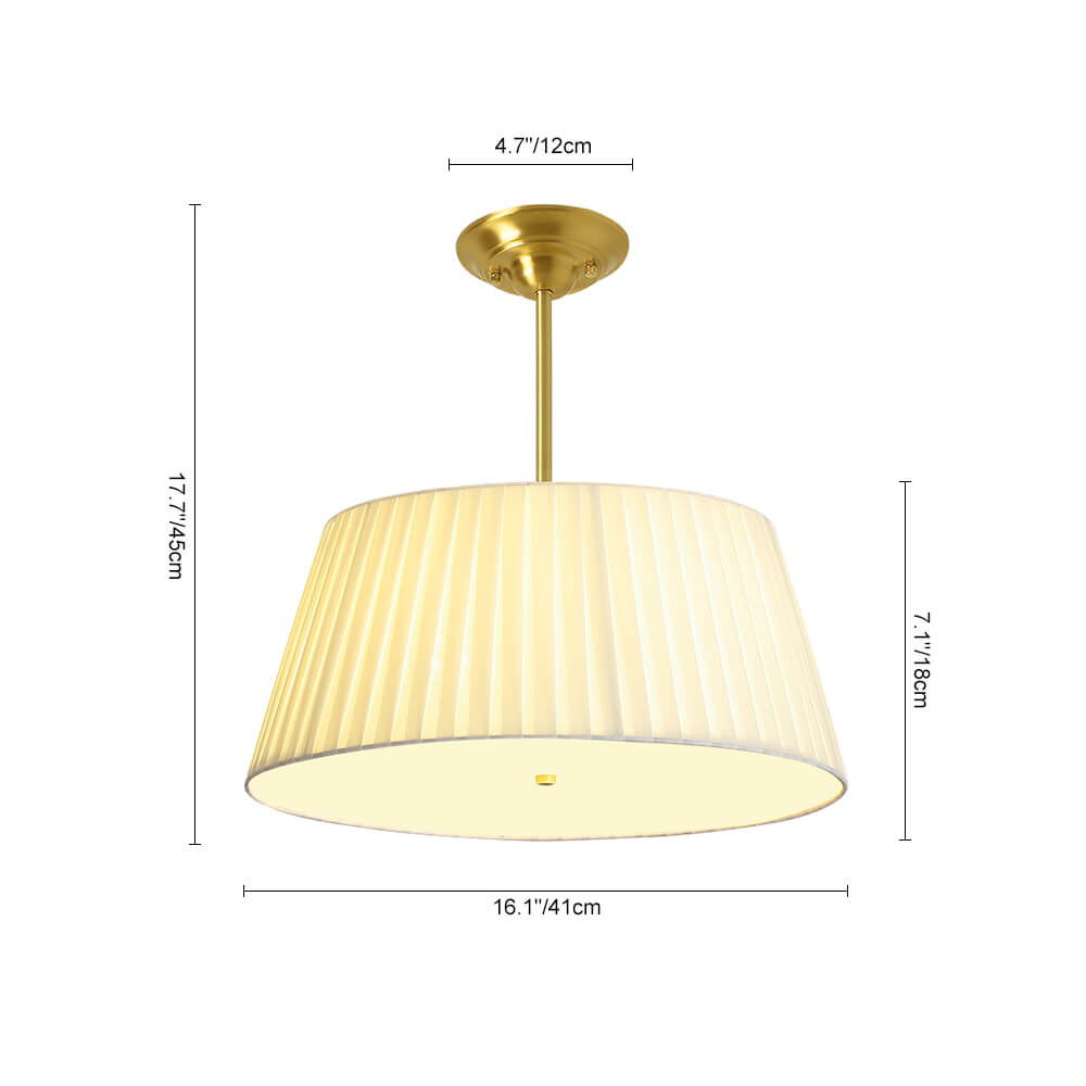 Modern 3/4 Light Pleated Drum Cone Semi - Flush Ceiling Light - LightfixturesUAE
