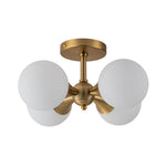 Modern 4 - Light Antique Brass Milk Light Glass Semi Flush Mount - LightfixturesUAE