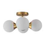 Modern 4 - Light Antique Brass Milk Light Glass Semi Flush Mount - LightfixturesUAE