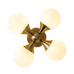 Modern 4 - Light Antique Brass Milk Light Glass Semi Flush Mount - LightfixturesUAE