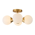 Modern 4 - Light Antique Brass Milk Light Glass Semi Flush Mount - LightfixturesUAE