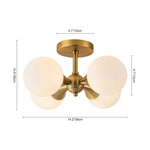 Modern 4 - Light Antique Brass Milk Light Glass Semi Flush Mount - LightfixturesUAE