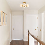 Modern 4 - Light Antique Brass Milk Light Glass Semi Flush Mount - LightfixturesUAE