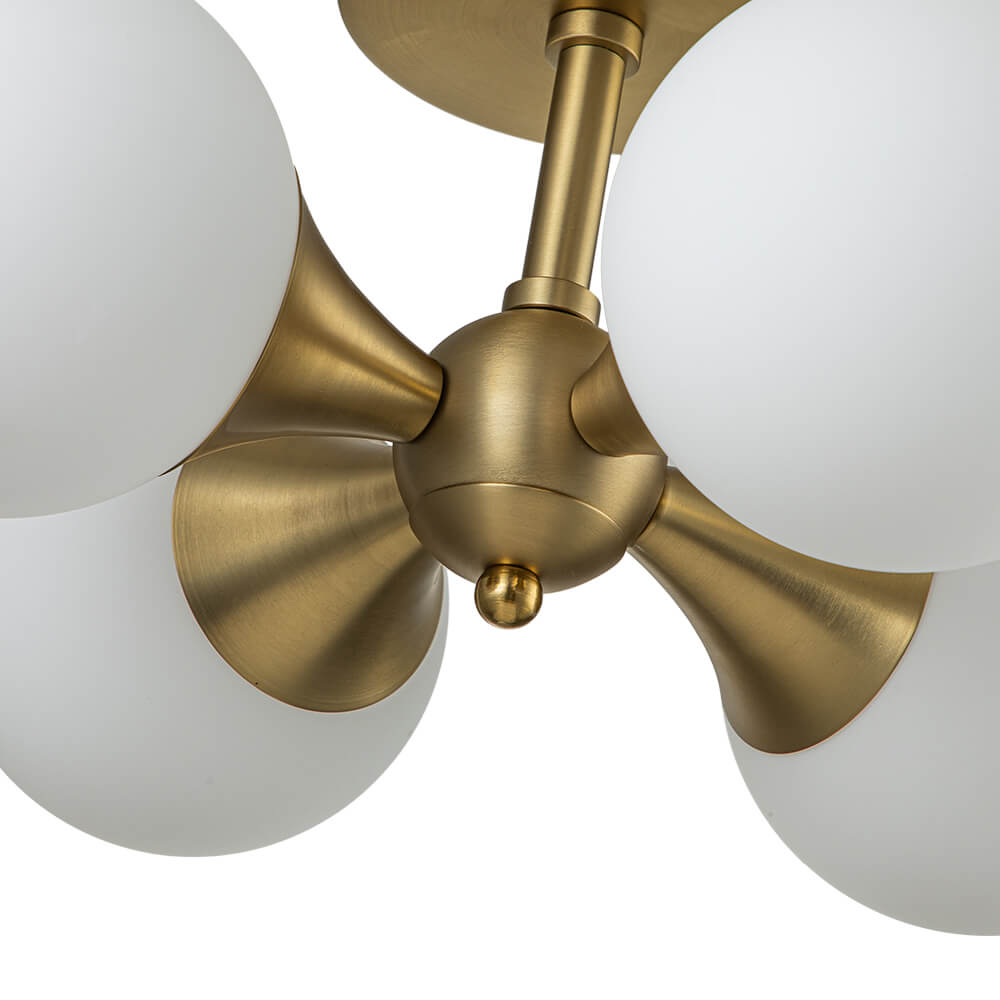 Modern 4 - Light Antique Brass Milk Light Glass Semi Flush Mount - LightfixturesUAE