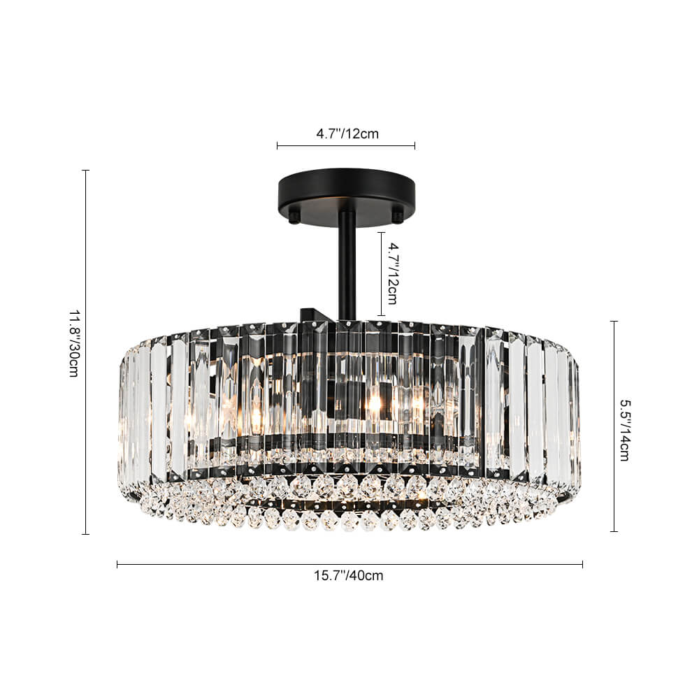 Modern 4 - Light Bauhaus Crystal Semi - Flush Mount Ceiling Light - LightfixturesUAE