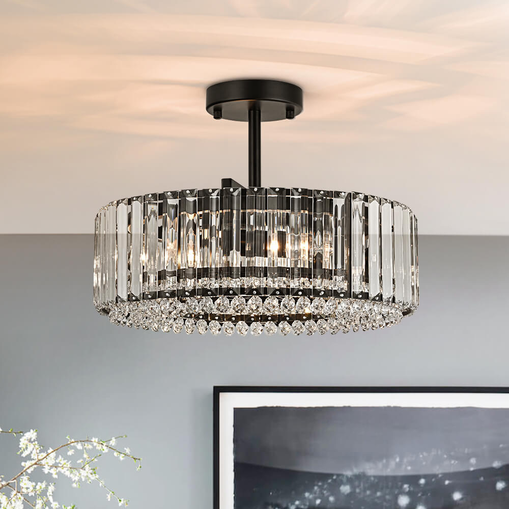 Modern 4 - Light Bauhaus Crystal Semi - Flush Mount Ceiling Light - LightfixturesUAE
