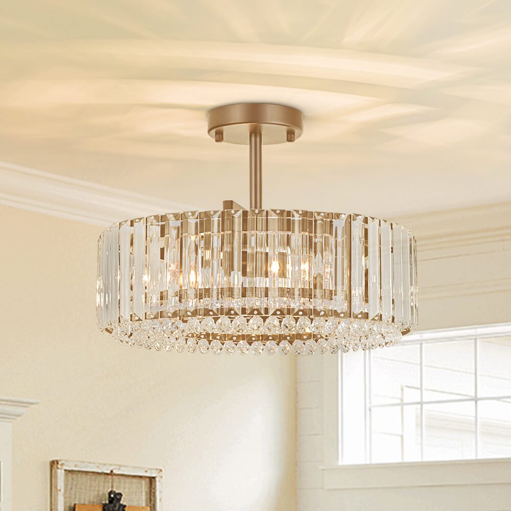 Modern 4 - Light Bauhaus Crystal Semi - Flush Mount Ceiling Light - LightfixturesUAE