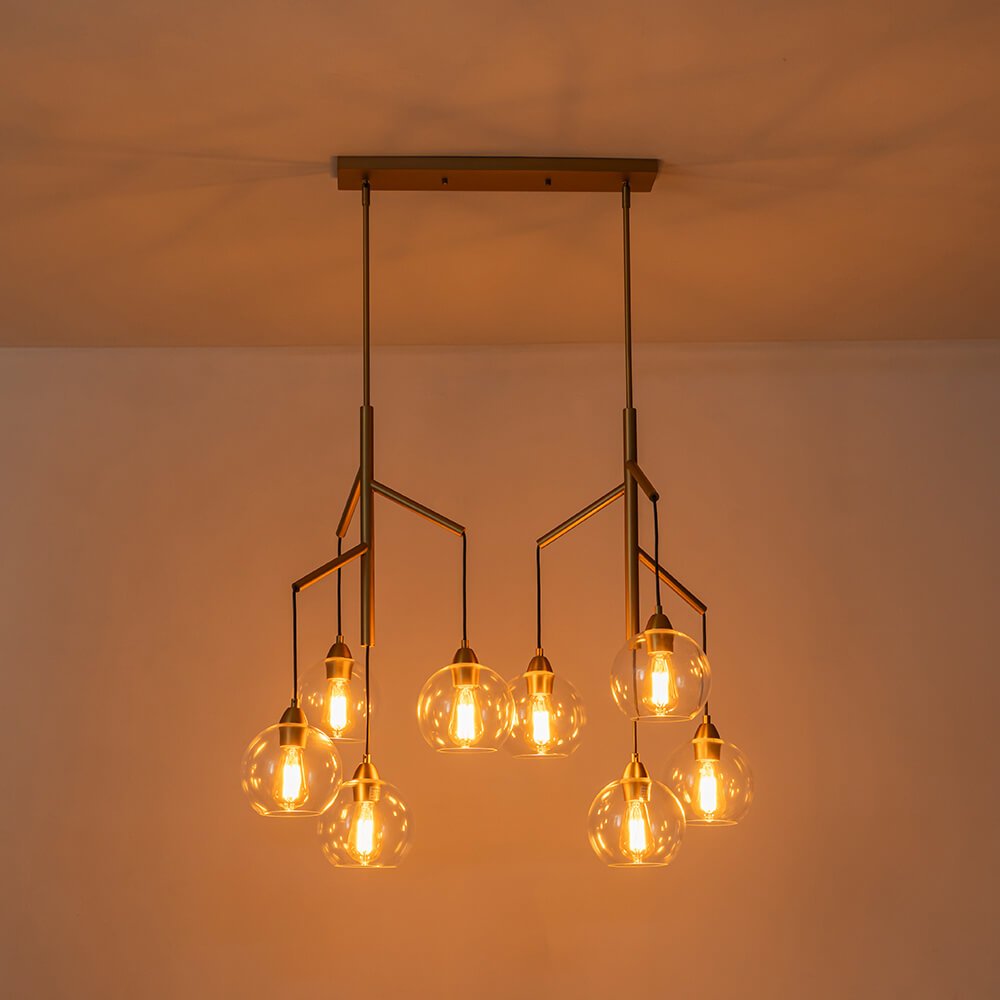 Modern 4 - Light Branch Glass Globe Chandelier - LightfixturesUAE