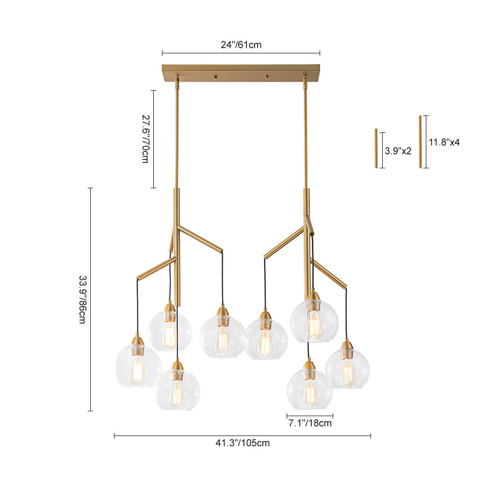 Modern 4 - Light Branch Glass Globe Chandelier - LightfixturesUAE