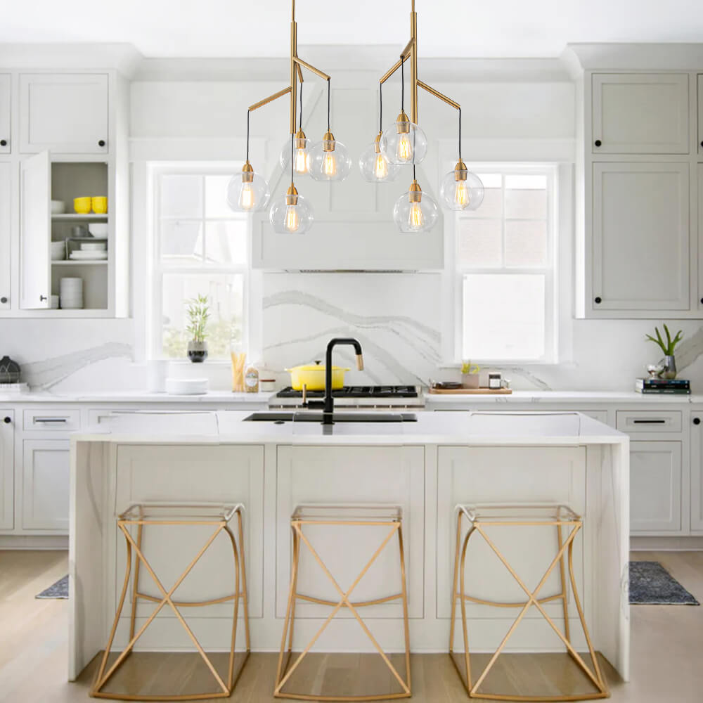 Modern 4 - Light Branch Glass Globe Chandelier - LightfixturesUAE