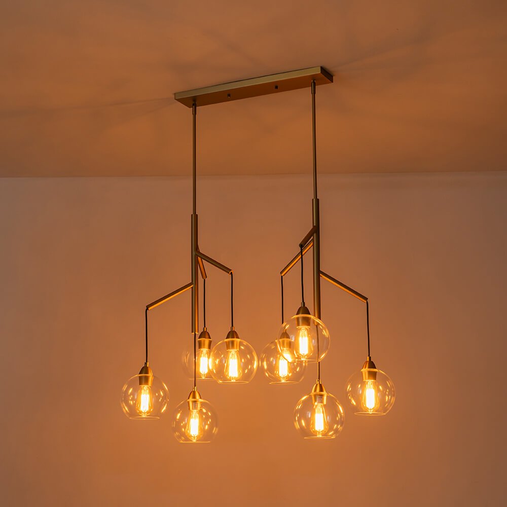 Modern 4 - Light Branch Glass Globe Chandelier - LightfixturesUAE