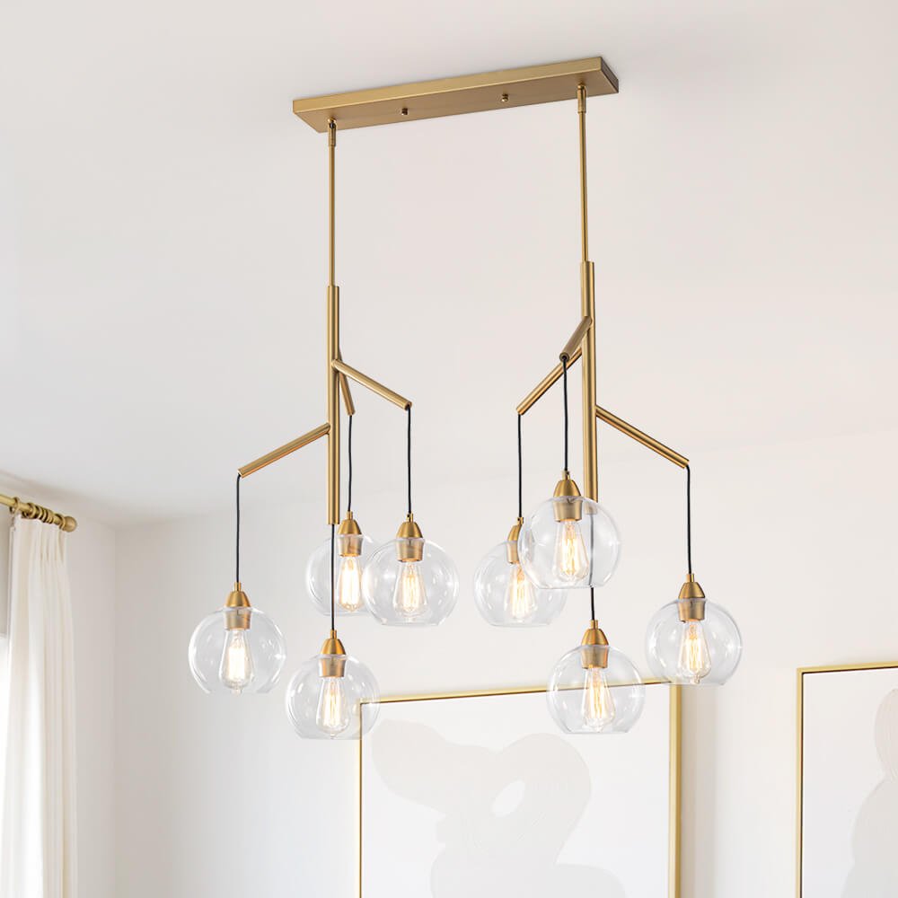 Modern 4 - Light Branch Glass Globe Chandelier - LightfixturesUAE