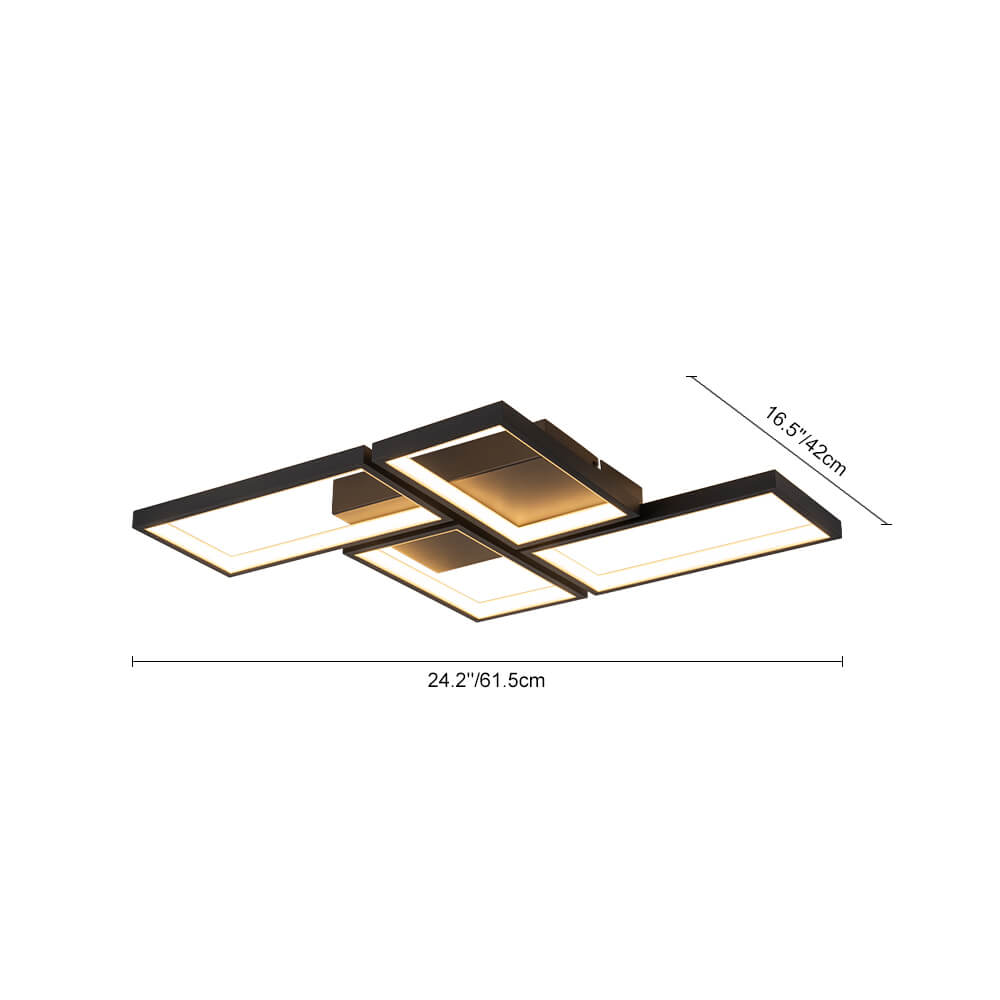 Modern 4 - Light Dimmable Rectangle LED Flush Mount Ceiling Light - LightfixturesUAE