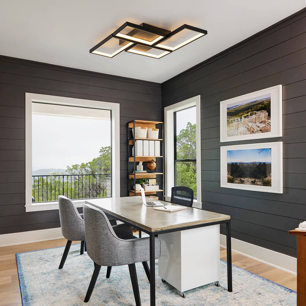 Modern 4 - Light Dimmable Rectangle LED Flush Mount Ceiling Light - LightfixturesUAE