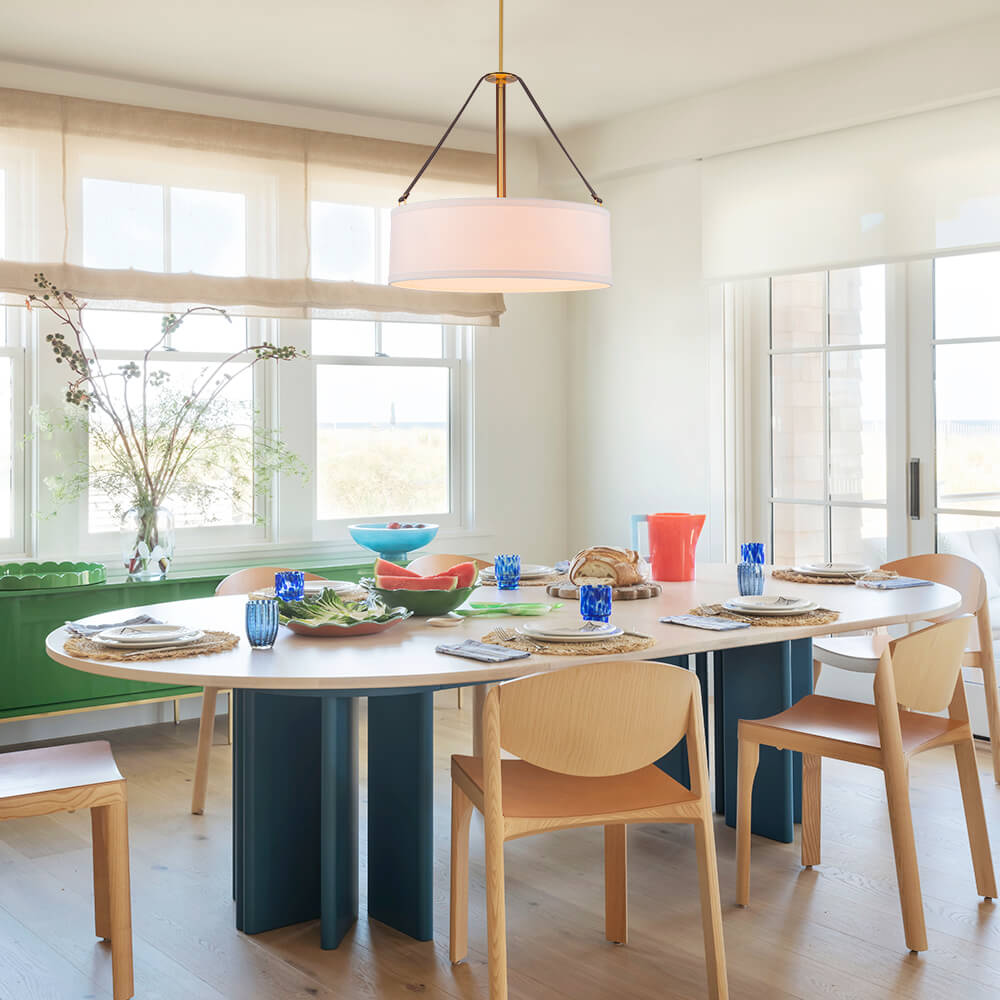 Modern 4 - Light Fabric Drum Pendant Light - LightfixturesUAE