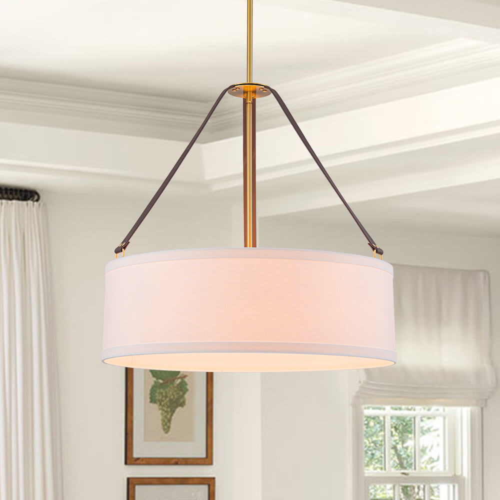 Modern 4 - Light Fabric Drum Pendant Light - LightfixturesUAE