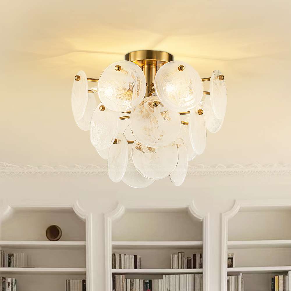 Modern 4 - Light Glass Semi - Flush Ceiling Light - LightfixturesUAE