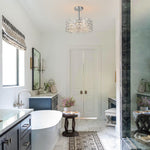 Modern 4 - Light Hollow Design Drum Crystal Semi - Flush Mount Ceiling Light - LightfixturesUAE