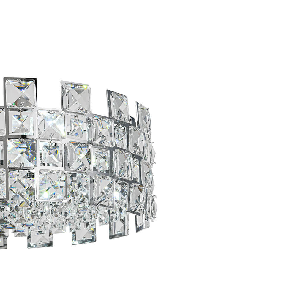 Modern 4 - Light Hollow Design Drum Crystal Semi - Flush Mount Ceiling Light - LightfixturesUAE