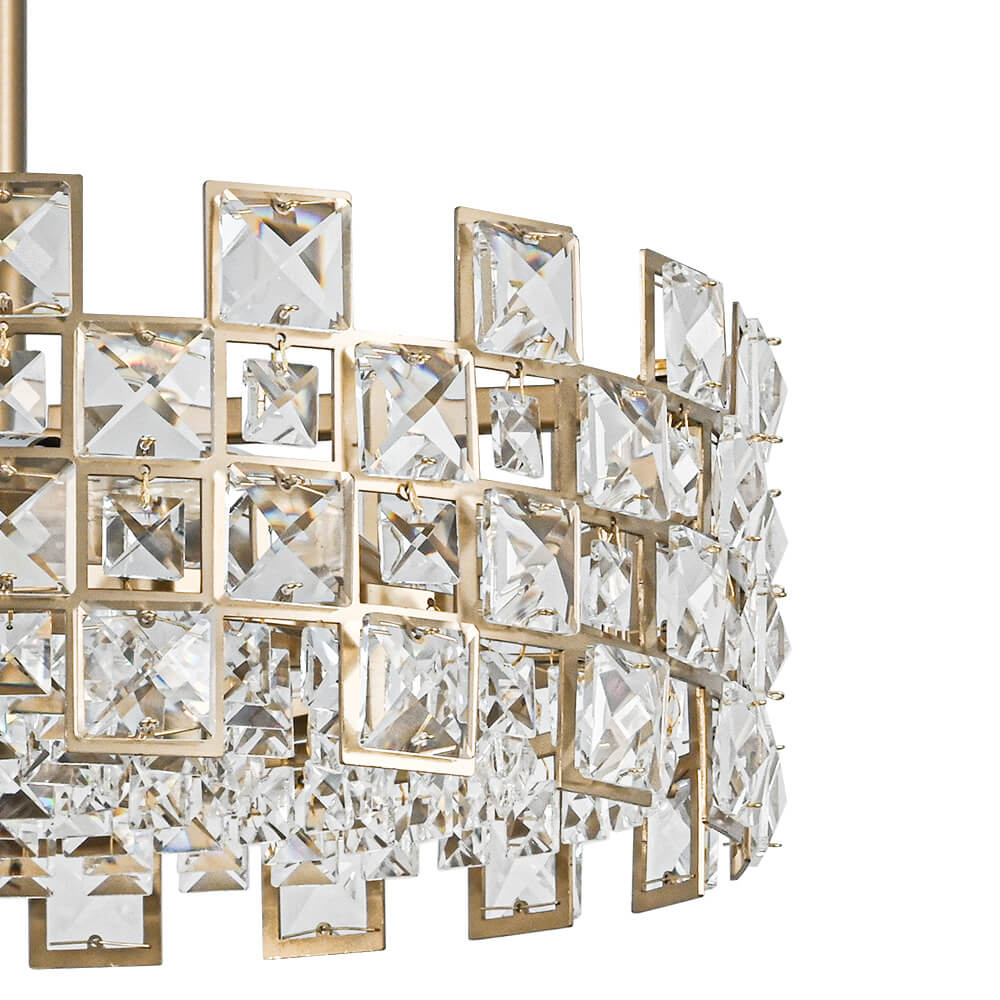 Modern 4 - Light Hollow Design Drum Crystal Semi - Flush Mount Ceiling Light - LightfixturesUAE