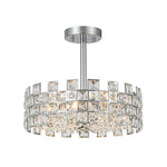 Modern 4 - Light Hollow Design Drum Crystal Semi - Flush Mount Ceiling Light - LightfixturesUAE