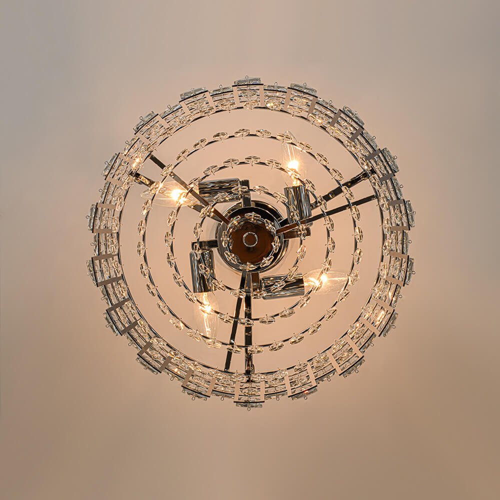 Modern 4 - Light Hollow Design Drum Crystal Semi - Flush Mount Ceiling Light - LightfixturesUAE