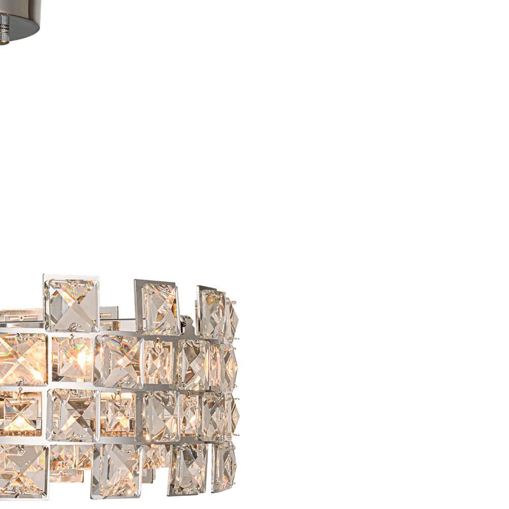 Modern 4 - Light Hollow Design Drum Crystal Semi - Flush Mount Ceiling Light - LightfixturesUAE