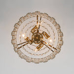 Modern 4 - Light Hollow Design Drum Crystal Semi - Flush Mount Ceiling Light - LightfixturesUAE