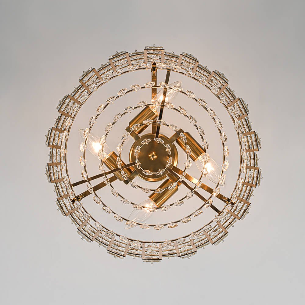 Modern 4 - Light Hollow Design Drum Crystal Semi - Flush Mount Ceiling Light - LightfixturesUAE
